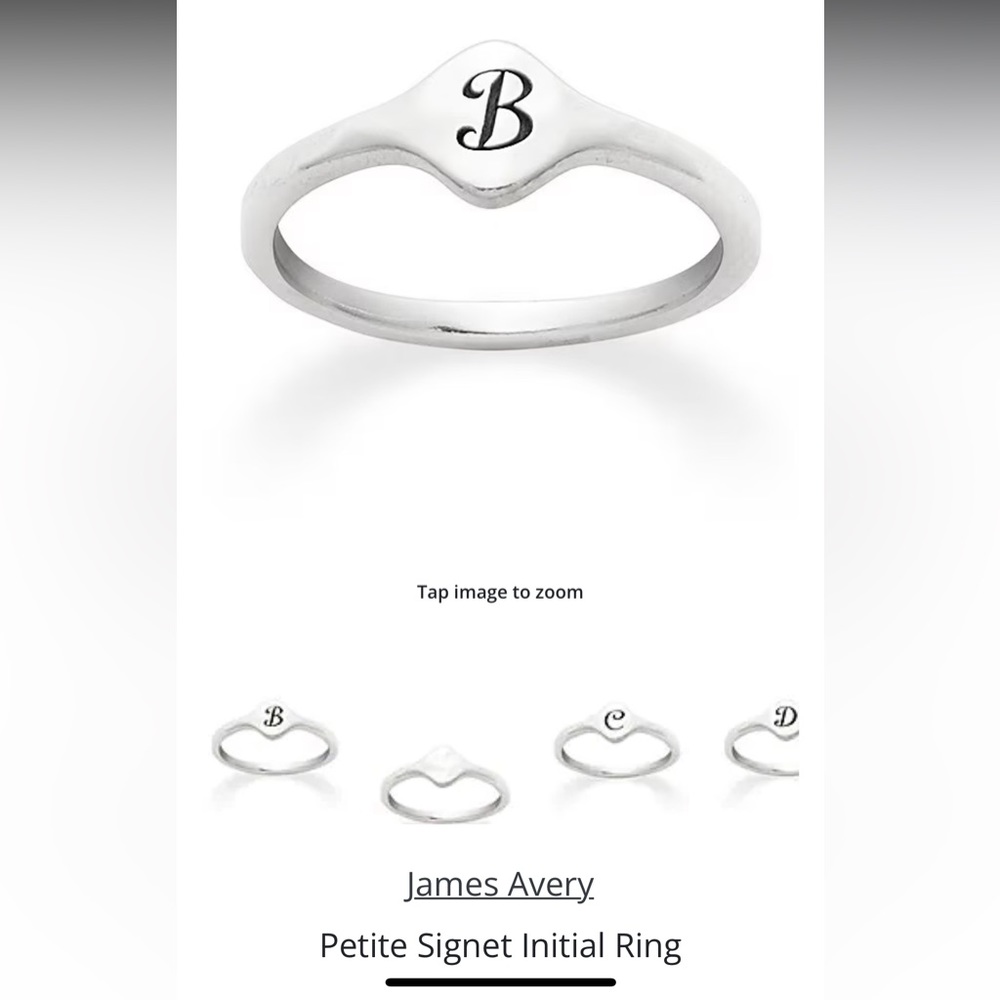 James Avery Signet Ring “B” size 7